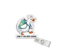 314PI Honk If You Need Oxygen 2" Badge Reels, Silly Goose Alligator Clip Acrylic ID Badge Holder, Badge Lanyard, Respiratory Therapy Humor Scrub Accessories DIY for Nurses Doctors RT Med Surgeons