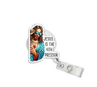 314PI Jesus is The 4th Pressor 2" Badge Reels, Funny Jesus Sarcastic Aesthetic Alligator Clip Acrylic ID Badge Holder, Badge Lanyard, Meme Accessories DIY for Friend Nurses Doctors Med Surgeons