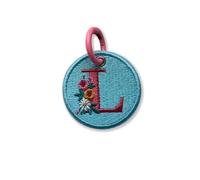 314Pi Letters Name wwith Flower Embroidery Keychain, Size 3" Embroidered Tag Keychains, Embroidery Patch with Colorful Keyrings for Backpack Clothes Motorcycles Cars Key Accessories, Lovely Gifts