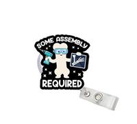 314PI Some Assembly Required 2" Badge Reels, Funny Aesthetic Alligator Clip Acrylic ID Badge Holder, Badge Lanyard, Orthopedic Radiology Accessories Gift for Friend Nurses Doctors Med Surgeons