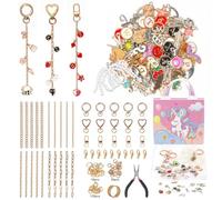 315Pcs Keychain Making Kit - Pink Unicorn Gift Box, Premium Metal Keyring Making Kit for DIY Craft, All-Inclusive Bag Charm Kit with Tools & Charms, Ideal Keyring Making Kit for Kids & Adults, Jewelry