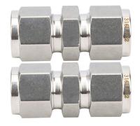 316 Stainless Steel Compression Fitting, 2Pcs Straight Double Ferrule Tube Adapter, High Pressure Resistance and Vibration Resistance, No Welding Required for Gas Liquid Oil Pipeli (F12)