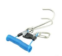 316 Stainless Steel Double Ended Reef Hook With Spring Loaded Safety Lanyard And Quick Release For Secure Diving Equipment Attachment(blue)