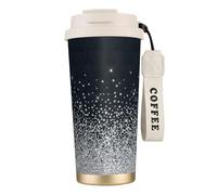 316 Stainless Steel Eco-Friendly Travel Office Mug Wall Travel Car Cup Coffee Cup with Lanyard, Black Silver Glitter Diamond Sparkly,White