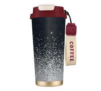 316 Stainless Steel Eco-Friendly Travel Office Mug Wall Travel Car Cup Coffee Cup with Lanyard, Black Silver Glitter Diamond Sparkly,Red