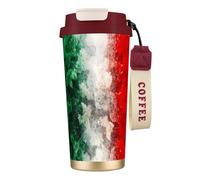 316 Stainless Steel Eco-Friendly Travel Office Mug Wall Travel Car Cup Coffee Cup with Lanyard, Italy Flag,Red