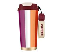 316 Stainless Steel Eco-Friendly Travel Office Mug Wall Travel Car Cup Coffee Cup with Lanyard, LGBT Gay Lesbian Flag,Red