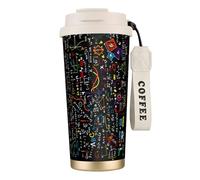 316 Stainless Steel Eco-Friendly Travel Office Mug Wall Travel Car Cup Coffee Cup with Lanyard, Math Physics Formula,White