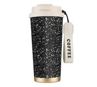 316 Stainless Steel Eco-Friendly Travel Office Mug Wall Travel Car Cup Coffee Cup with Lanyard, White Silver Gray Glitter Diamond Glitter,White