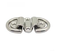 316 Stainless Steel Folding Eyelet with D-Ring - Mirror Smooth Polished, for Saltwater, Ideal as a Attachment Point for Yacht, Boat & Marine Accessories, Silver (140 g)