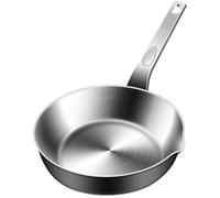 316 Stainless Steel Mini Egg Pan with Pour Spout, Small Frying Skillet for Single Eggs, Omelettes & Butter, Compact Sauce Pan Compatible with Gas & Induction Hobs (M)