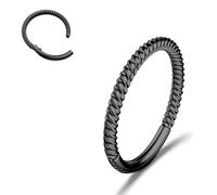316L Stainless Steel 16G/18G Twisted Nose Ring Hoop Septum Conch Jewellery | 1Pcs Hinged Seamless Clicker Cartilage Earrings for Tragus Daith Helix Piercing, 14K gold plated/silver/black 6/7/8/9/10/12mm