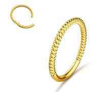 316L Stainless Steel 16G/18G Twisted Nose Ring Hoop Septum Conch Jewellery | 1Pcs Hinged Seamless Clicker Cartilage Earrings for Tragus Daith Helix Piercing, 14K gold plated/silver/black 6/7/8/9/10/12mm