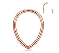 316L Stainless Steel 16G Teardrop Septum Ring Nose Rings Piercing Jewellery | 1PCS 14K Gold Plated, Silver, Rose Gold, Black Hinged Hoops, Cartilage Earrings for Women, 8/10mm Inner Diameter