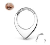 316L Stainless Steel 16G Teardrop Septum Ring Nose Rings Piercing Jewellery | 1PCS 14K Gold Plated, Silver, Rose Gold, Black Hinged Hoops, Cartilage Earrings for Women, 8/10mm Inner Diameter