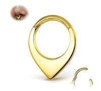 316L Stainless Steel 16G Teardrop Septum Ring Nose Rings Piercing Jewellery | 1PCS 14K Gold Plated, Silver, Rose Gold, Black Hinged Hoops, Cartilage Earrings for Women, 8/10mm Inner Diameter