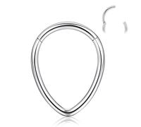 316L Stainless Steel 16G Teardrop Septum Ring Nose Rings Piercing Jewellery | 1PCS 14K Gold Plated, Silver, Rose Gold, Black Hinged Hoops, Cartilage Earrings for Women, 8/10mm Inner Diameter