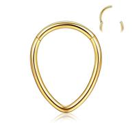 316L Stainless Steel 16G Teardrop Septum Ring Nose Rings Piercing Jewellery | 1PCS 14K Gold Plated, Silver, Rose Gold, Black Hinged Hoops, Cartilage Earrings for Women, 8/10mm Inner Diameter