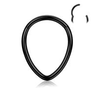 316L Stainless Steel 16G Teardrop Septum Ring Nose Rings Piercing Jewellery | 1PCS 14K Gold Plated, Silver, Rose Gold, Black Hinged Hoops, Cartilage Earrings for Women, 8/10mm Inner Diameter