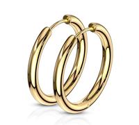 316L Stainless Steel 2.5mm Thick Round Hinged Hoop Earrings, Sold as a Pair, 12mm Diameter, Metal, No Gemstone