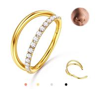 316L Stainless Steel Double Hoop Nose Rings Conch Helix Piercing Jewelry | 1 Piece 16G/18G/20G Septum Clicker Cartilage Tragus Earrings Body Piercing Jewelry 14K Gold Plated, Silver, Rose Gold, Black