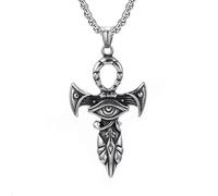 316L Stainless Steel Eye of Horus Cross Pendant Necklace Women Men Vinatge Punk Egyptian Mythology Amulet Jewelry