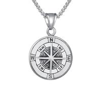 316L Stainless Steel Men Women Compass Pendant Viking Necklace Retro Pirate Sailing Jewelry