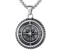 316L Stainless Steel Men Women Compass Pendant Viking Necklace Vintage Hip Hop Pirate Sailing Jewelry
