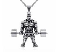 316L Stainless Steel Rock Punk Hip Hop Dumbbel Muscle Men Fitness Pendant Necklaces Party Jewelry Gift