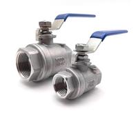 316L Stainless Steel Two-Piece Ball Valve BSPT 1/4" 3/8" 1/2" 3/4" 1" 2" Internal Thread Full Bore Valve Water Oil Gas(2inch)