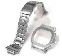 316L Stainless Steel Watch Band and Bezel Compatible with Casio GWM-5610 Watch Mod Kit Replacement, silver, One Size, Modern