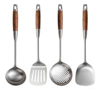 316L Stainless Steel Wok Spatula with Wooden Handle(4pcs Set)