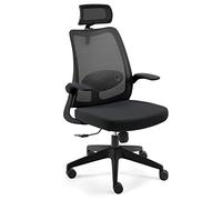 317 - Ergonomic Flip-Up Arm Swivel Chair Adjustable Headrest High Load Capacity Feet - Ideal Office & Home Computer Desk Chair with Lean Back