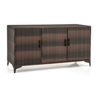 COSTWAY 318 L Patio Wicker Storage Cabinet Deck Box with Removable Shelves-Brown, Brown