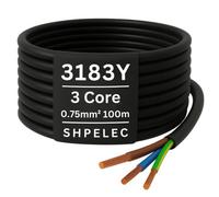 3183Y 0.75mm² 3-Core Flexible Black Pvc Cable - Basec Approved - 100M