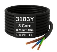 3183Y 0.75mm² 3-Core Flexible Black Pvc Cable - Basec Approved - 10M