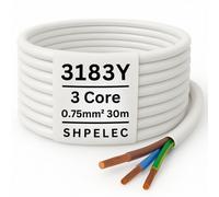 3183Y 0.75mm² 3-Core Flexible White Pvc Cable - Basec Approved - 30M