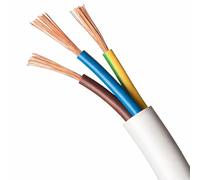 3183Y White 3 Core Flexible Cable - PVC Insulated Mains Flex (3G Electrical Flex, Cut Length) 0.75mm
