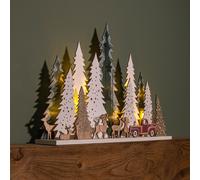 31cm Battery Operated Christmas Tree with Deer and 15 Warm White LEDs