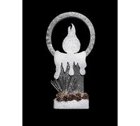 SHATCHI 31Cm Christmas Pre Lit Candle Battery Operated Glitter Foam Snow Covered Finish Table Decoration Red, Grey