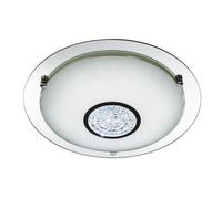 31cm LED IP44 Bathroom Flush Fitting Ceiling Light Chrome with Glass Ice Shade