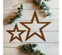 31cm Rusty Metal Large Flat Outline Star Iron Hanging Wall Garden Rustic Xmas