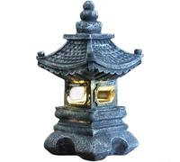 31cm Tall Solar Garden Lamp Neoclassical Stone Style(Instrument) | Neoclassical tower design, vintage gray resin, auto dusk-to-dawn sensor, 31cm height, garden pathway decor