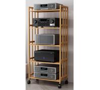 31Inch Wooden TV & Stereo Audio Stand 2Tier Record Player Shelf for Living Room & Office Mobile Design 53cm Height 50cm Length Stylish Home Furniture