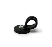 31mm Dia X 6mm High Rubber Coated Cable Holding Magnet With 16mm Rubber Clamp (Black) - 5.7Kg Pull (Pack Of 2)