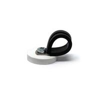 31mm dia x 6mm high Rubber Coated Cable Holding Magnet With 16mm Rubber Clamp (White) - 5.7kg Pull (Pack of 2)