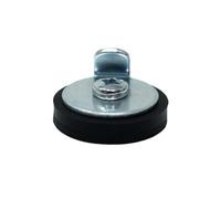 31mm dia x 6mm high Rubber Coated Magnet With 26mm Picture Hook (Black) - 5.7kg Pull (Pack of 10)