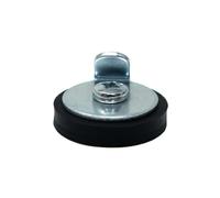 31mm dia x 6mm high Rubber Coated Magnet With 26mm Picture Hook (Black) - 5.7kg Pull (Pack of 2)