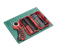 Amtech S0504 Hobby and Craft Set Rotary Cutter, Tweezer, A4 Cutting Mat, Sharpening Stone and 31pc Storage Case