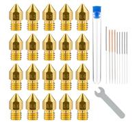31pcs 3D Printer Nozzles, MK8 Nozzle Kit 0.2mm 0.3mm 0.4mm 0.5mm 0.6mm 0.8mm 1.0mm 3D Printer Brass Hotend Nozzles with Wrench Cleaning Tool Kit for Ender 3 Pro/V2 Extruder Printer Accessories Kit